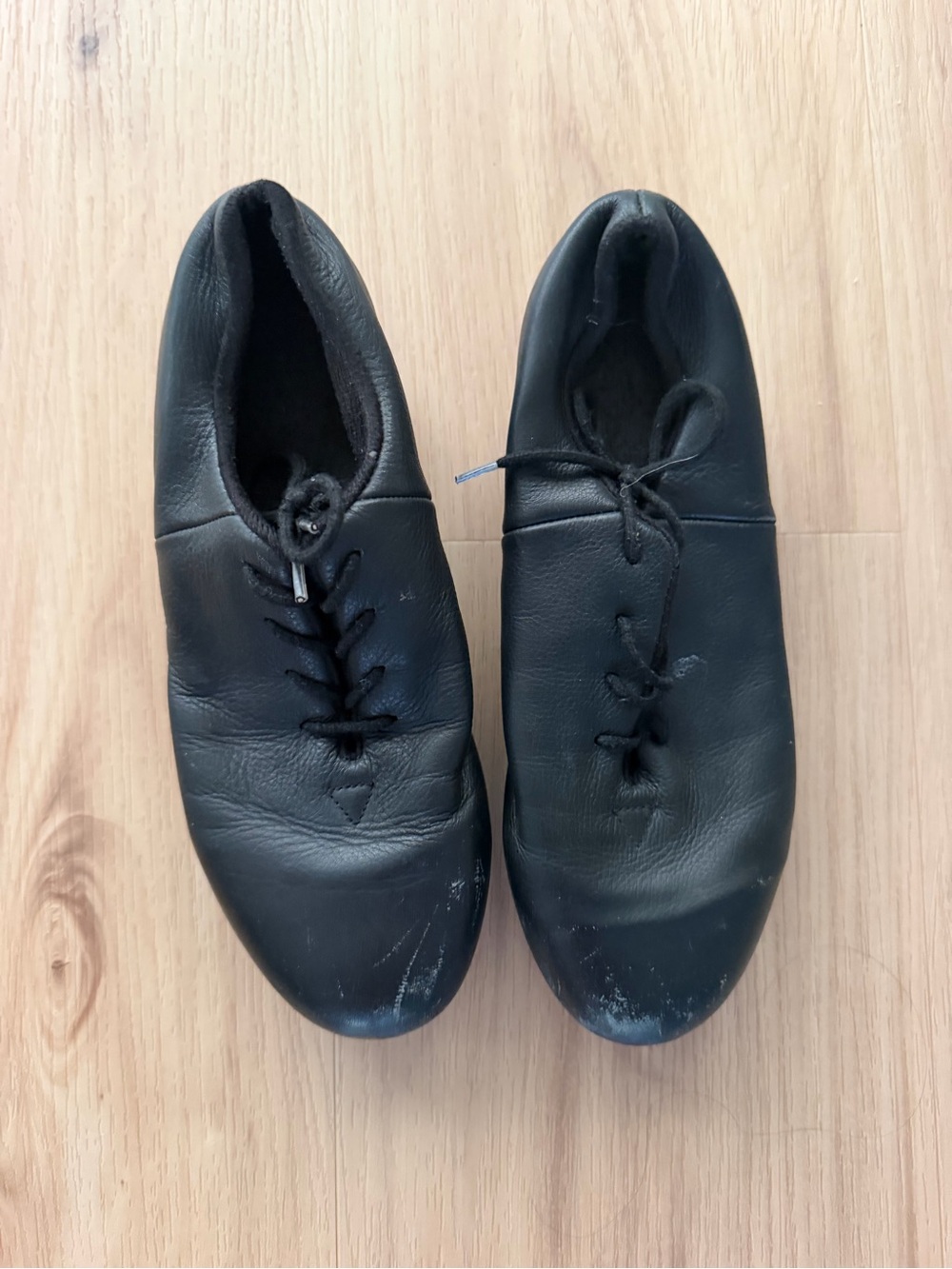 Kids Black Leather Lace-Up tap Shoes